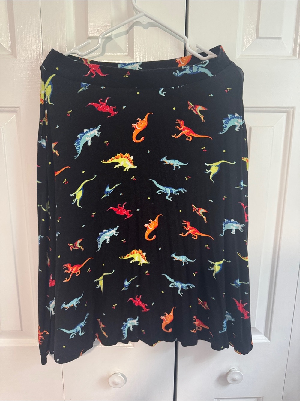 Modcloth Black A-Line Skirt with Colorful Dinosaur Print with Pockets!